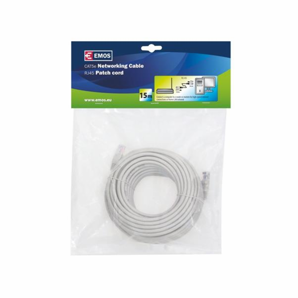 Kabel EMOS RJ-45 M, RJ-45 M, 15m, šedý S9127