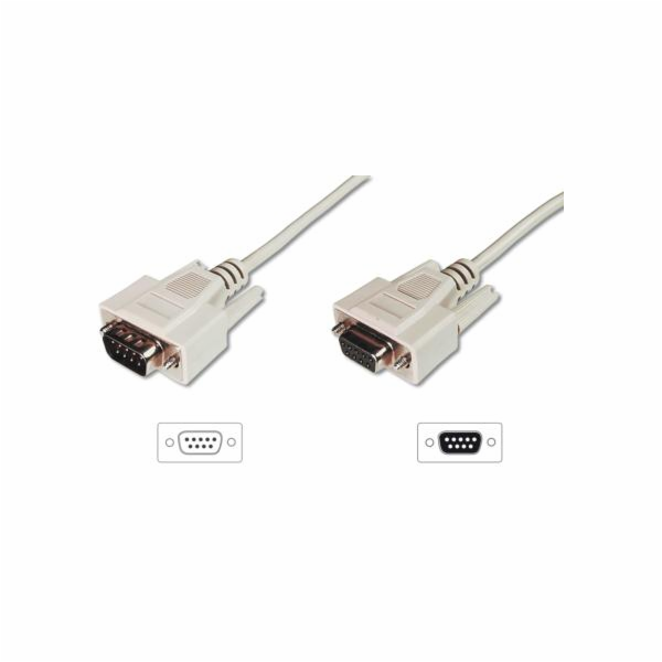 Digitus sériový kabel prodlužovací DB9 M/F 10m, lisovaný,...