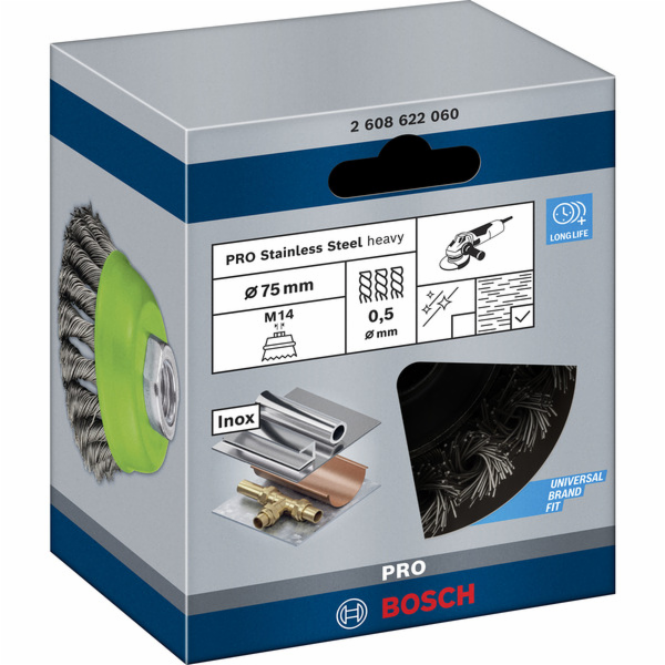 Bosch hrnkový kartáč Heavy for Inox, O 75mm, pletený