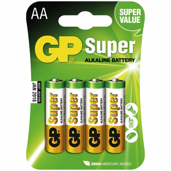 GP alkalická baterie SUPER AA (LR6) 4BL