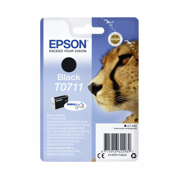 Epson Singlepack Black T0711 DURABrite Ultra Ink