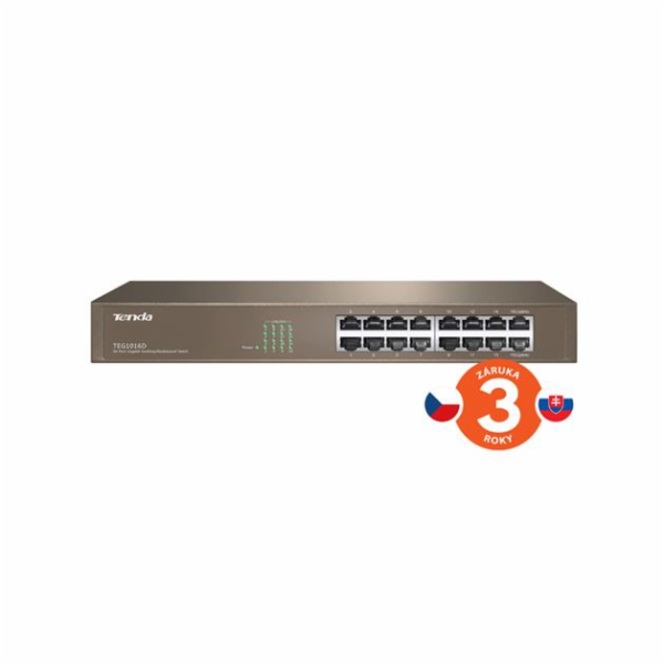 Tenda TEG1016D - 16x Gigabit Switch, Fanless-bez ventilát...