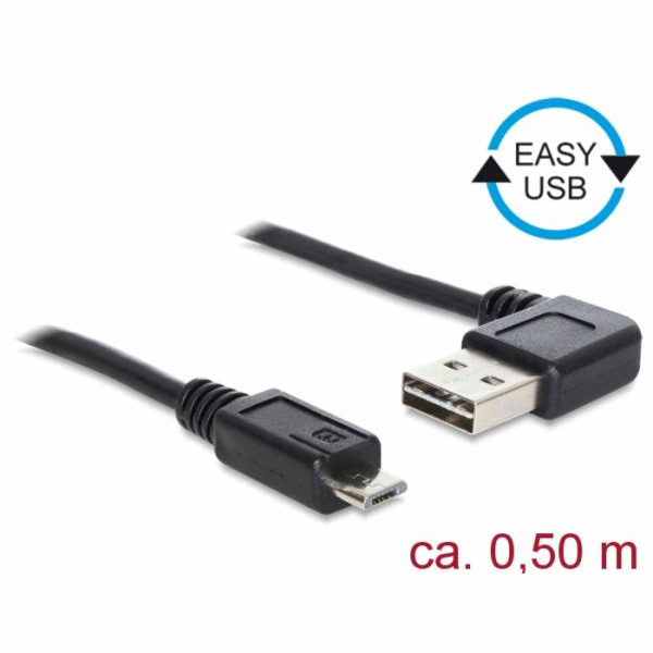 DeLOCK EASY-USB 2.0 kabel, USB-A konektor 90° > Micro-USB...