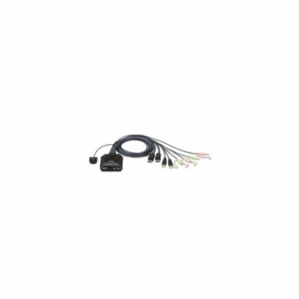 ATEN 2-port DisplayPort KVM s kabelovým přepínačem, audio