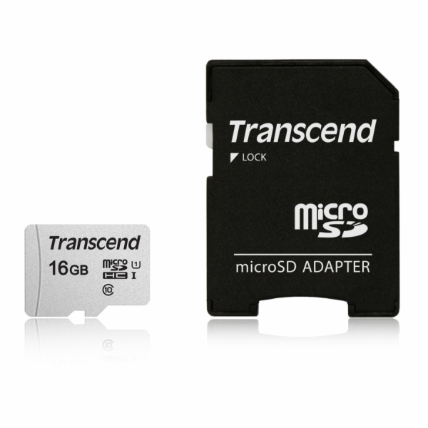 TRANSCEND MicroSDHC karta 16GB 300S, UHS-I U1 + adaptér