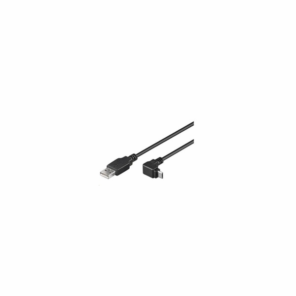 PremiumCord Kabel micro USB 2.0, A-B, konektor do úhlu 90...