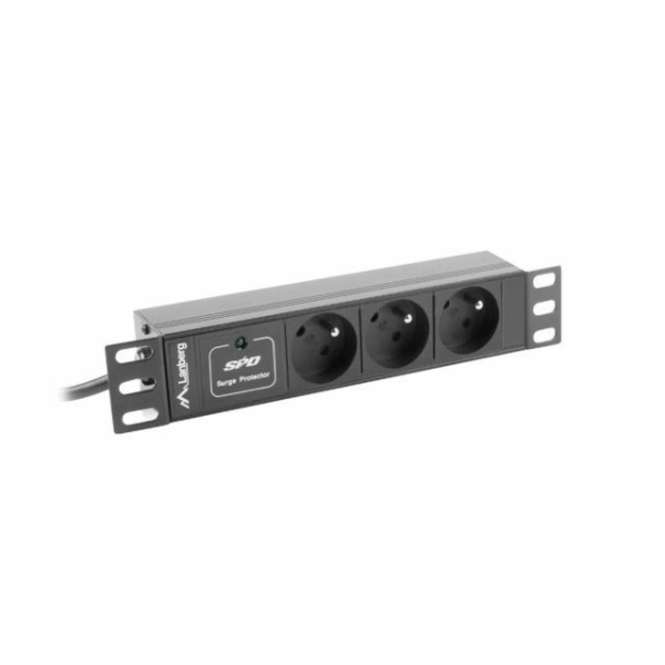 LANBERG POWER STRIP RACK 10" (1U, 16A, 3X 230V PL)