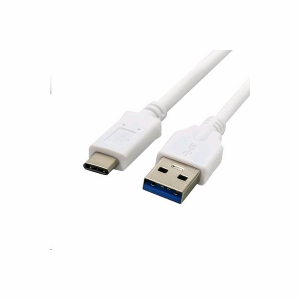 Kabel C-TECH USB 3.0 AM na Type-C kabel (AM/CM), 1m, bílý...