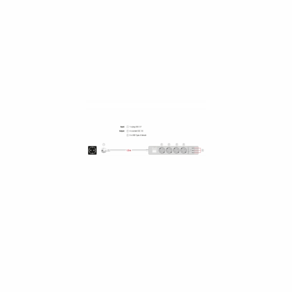 DeLOCK prodlužovací kabel 4-cestný, 3x USB