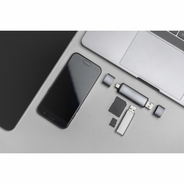 Digitus dvojitá čtečka karet OTG (USB-C + USB 3.0) 1x SD,...