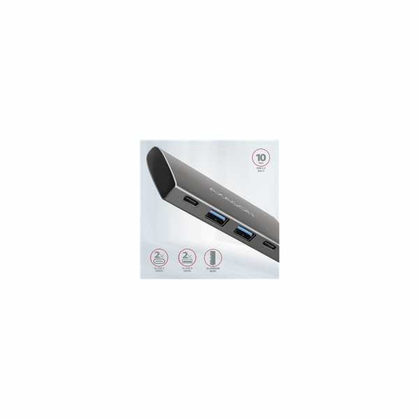 AXAGON HMC-4G2, USB 3.2 Gen 2 10 Gb/s hub, porty 2x USB-A...