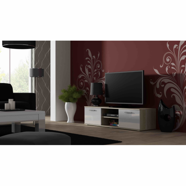 Cama TV stolek SOHO 140 dub sonoma/bílý lesk