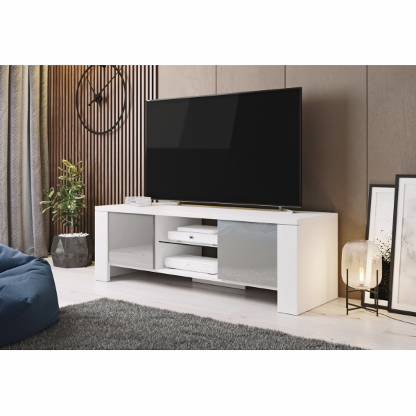 Cama TV stolek WEST 42/130/42 bílá/šedá lesk