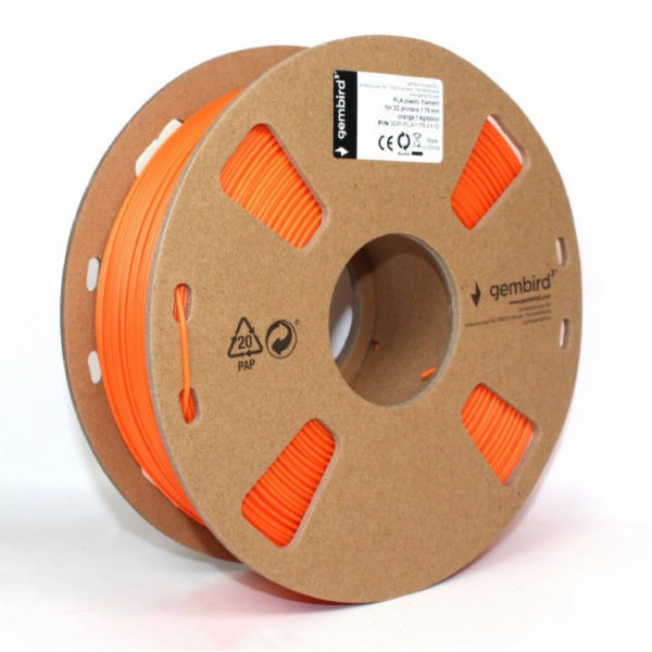Gembird Tisková struna (filament) PLA, 1,75mm, 1kg, oranžová