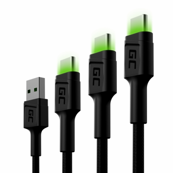 Green Cell Set 3x Cable GC Ray USB-C Cable 30cm, 120cm, 2...