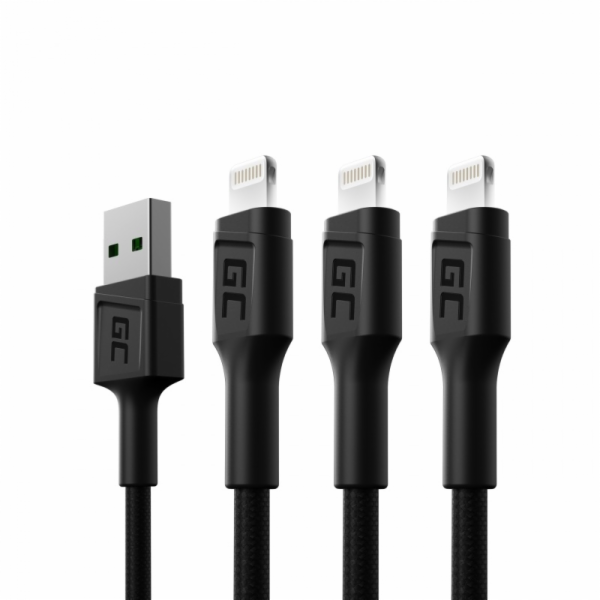 Green Cell Set 3x Cable GC Ray Lightning 200cm  with whit...