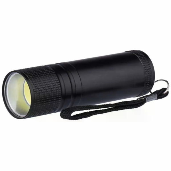 LED svítilna kovová, 3W COB LED, na 3x AAA černá