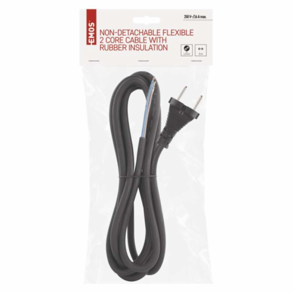 Kabel flexo guma 2x1,5mm, černá, 3m S03330