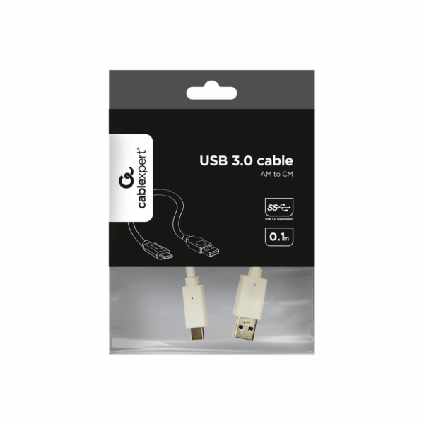 Gembird kábel USB 3.0 (AM) na USB 3.1 (CM), 0.1 m, biely