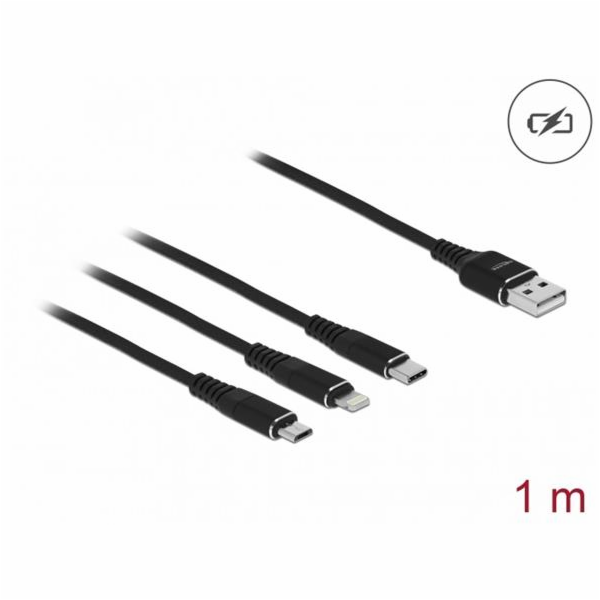 DeLOCK USB nabíjecí kabel, USB-A zástrčka > USB-C + Micro...