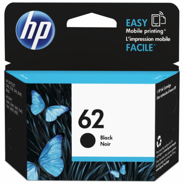 HP 62 černá inkoustová náplň, C2P04AE