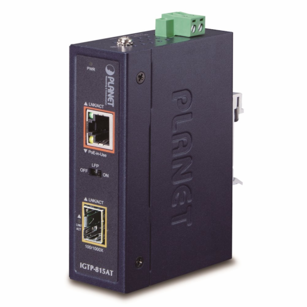 Planet IGTP-815AT konvertor RJ45/SFP, 1Gbps, PoE injektor...