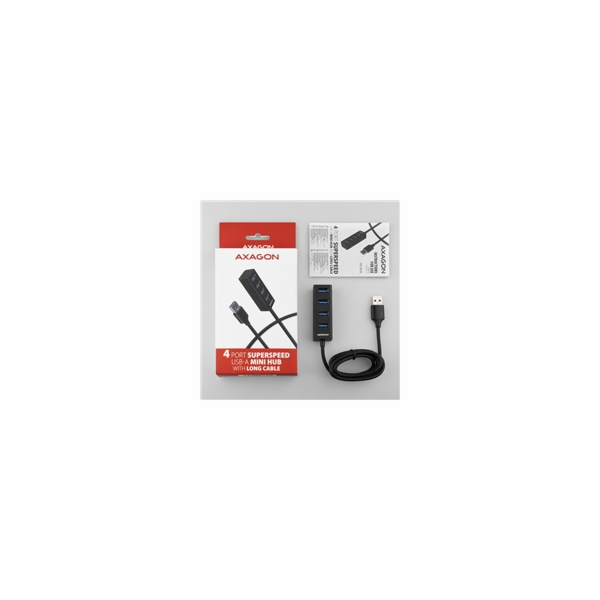 AXAGON HUE-M1AL, 4x USB 3.2 Gen 1 MINI hub, kovový, kabel...