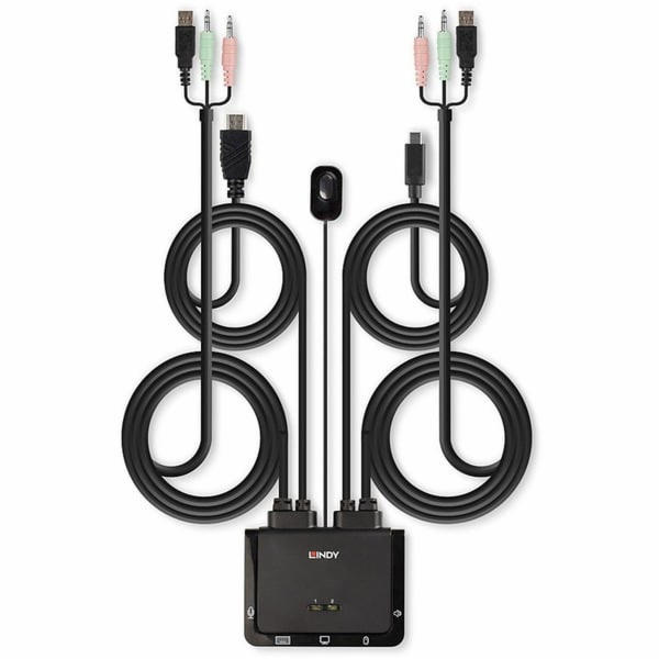 Lindy 2 port HDMI 4K60, USB typu C, USB 2.0 a audio kabel...