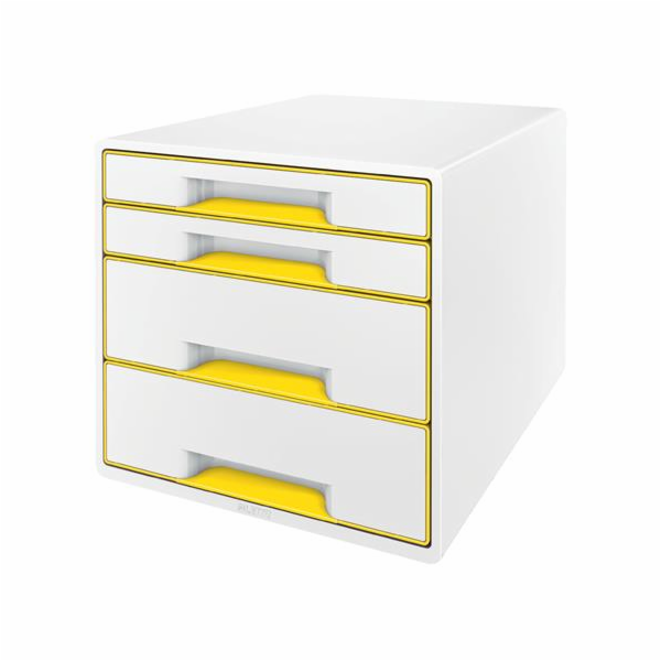 LEITZ Zásuvkový box  WOW CUBE, 4 zásuvky, bílá/žlutá