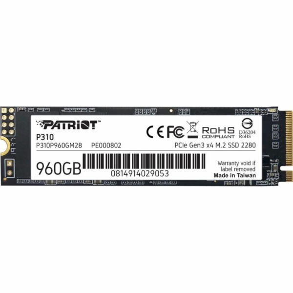 PATRIOT P310//SSD/M.2 NVMe/Černá/3R