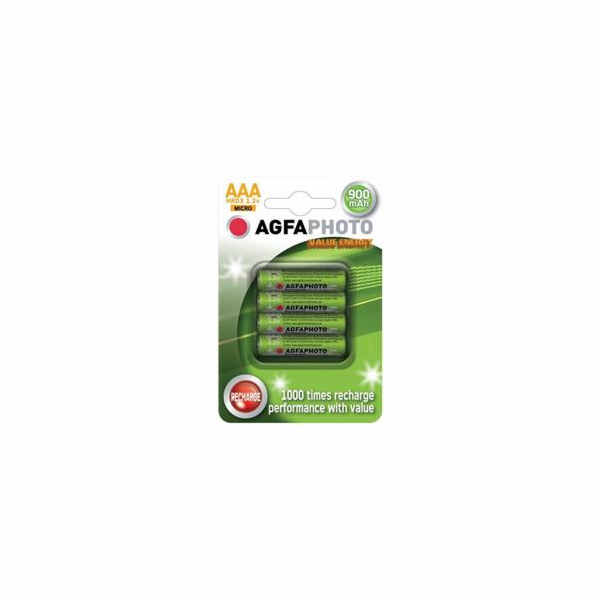 AgfaPhoto nabíjecí NiMH baterie AAA, 900mAh, blistr 4ks