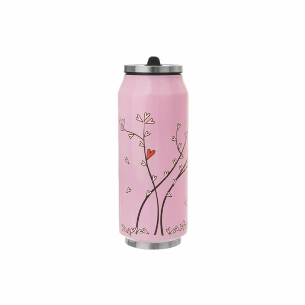Termoska/plechovka SRDÍČKA růžová 0,4 l