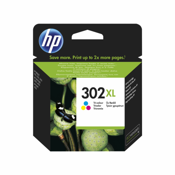 HP inkoustová kazeta 302XL tricolor CMY F6U67AE originál