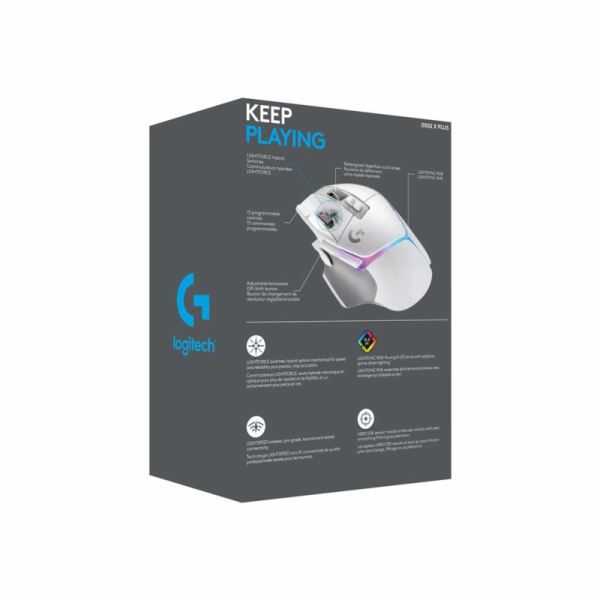 Logitech G502 X PLUS - bezdrôtová herná myš - biela