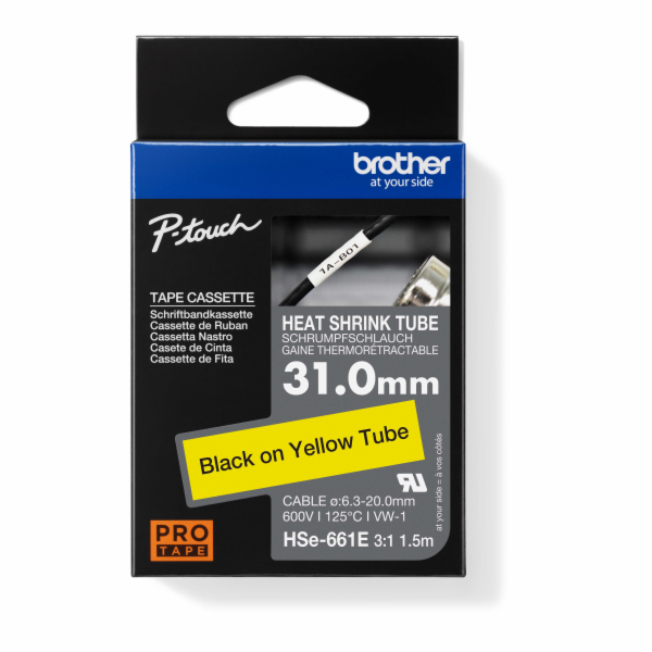 Brother - HSE-661E, bužírka žlutá / černá (31 mm)