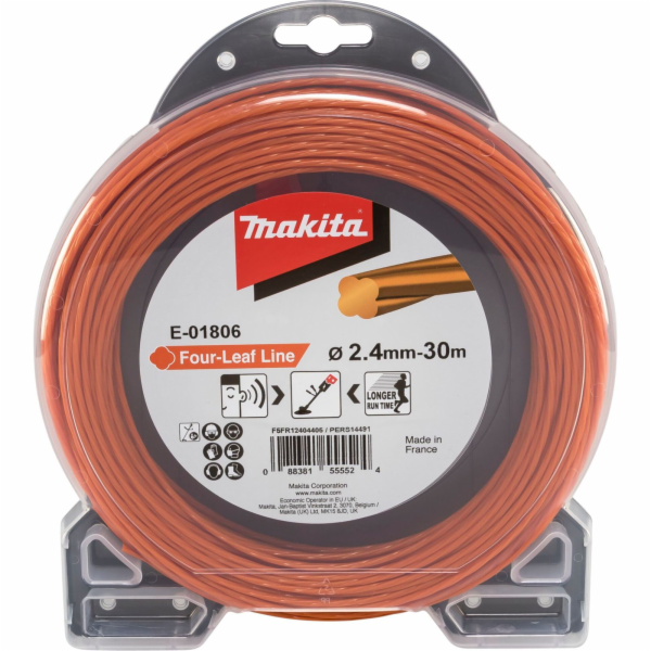 Makita E-01806 struna nylonová 2,4mm, oranžová, 30m, spec...