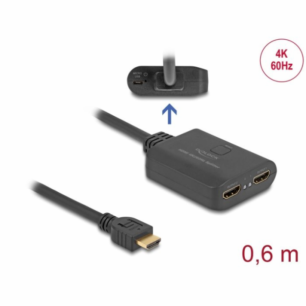 Delock HDMI Splitter 1 x vstupní HDMI na 2 x výstupní HDM...