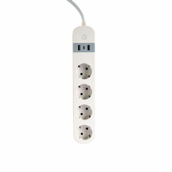 Chytrá napájecí lišta Tuya 4xDE 2xUSB-A 1xUSB-C Bílá