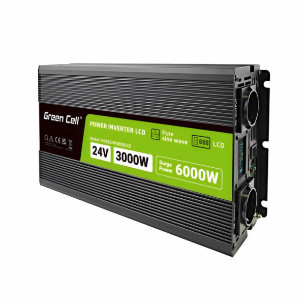LCD převodník 24V 3000W/6000W Čistý sinus s displejem