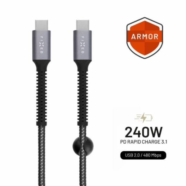 Fixed kabel USB-C/C 1.2m FIXDA-CC12-GR