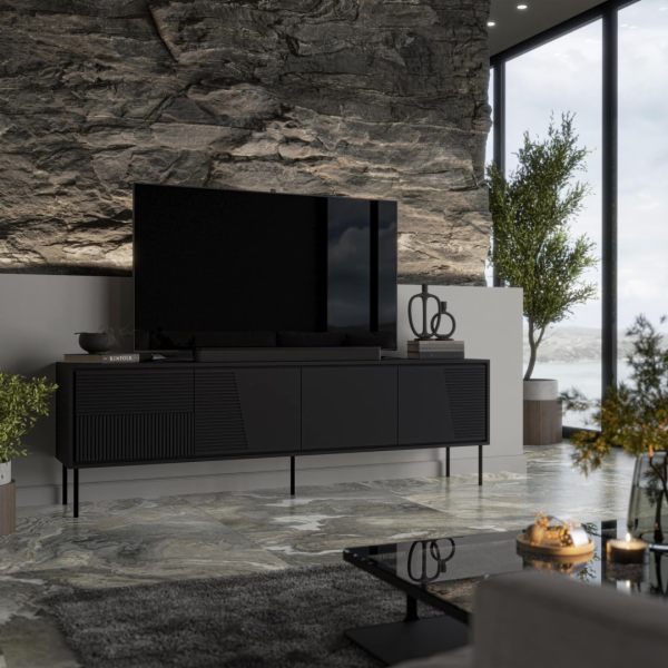RTV skříň ABI 4D 200x38x62 černá mat