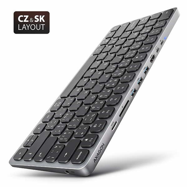 AXAGON HMC-KB-CS, USB 5Gbps hub s CZ/SK klávesnicí, HDMI ...