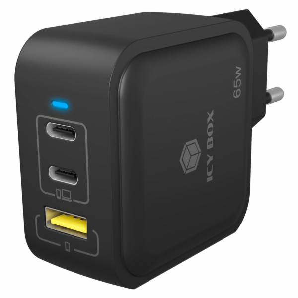 IcyBox Nabíječka IB-PS1030-PD 65 WATT, 2x TYPE-C, 1x TYPE-A