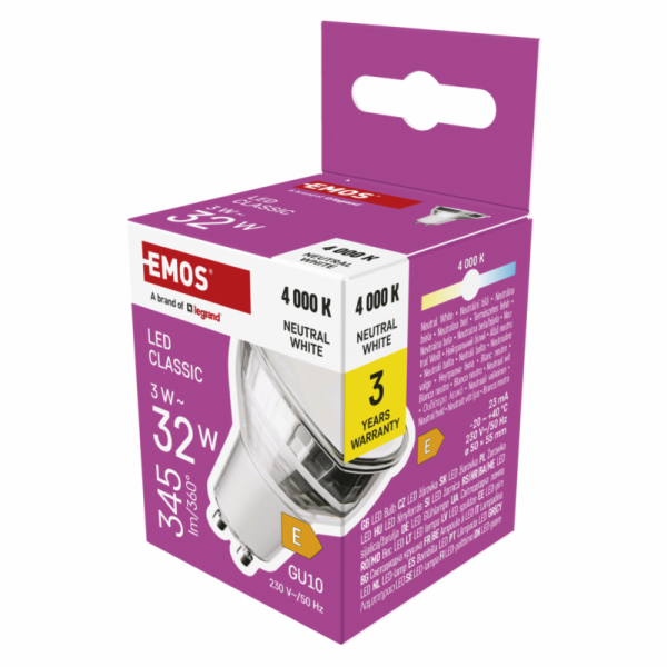 EMOS Lighting žárovka GU10  32 W  neutrá