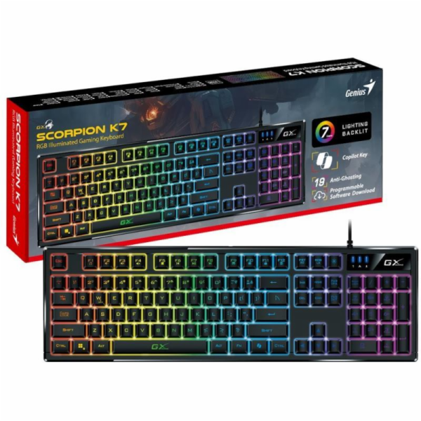 Genius GX Gaming Scorpion K7/Drátová USB/CZ-SK layout/Černá