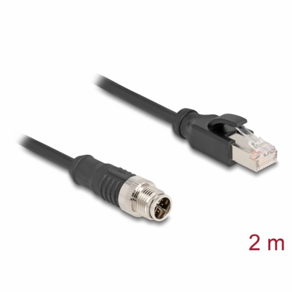 Delock - Sítový kabel - 8 pin M12-X (M) do RJ-45 (M) - 2 ...