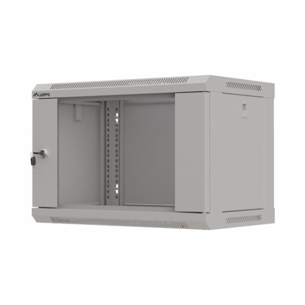 Lanberg 19" 6U 540x350 šedá závěsná racková skříň se skle...