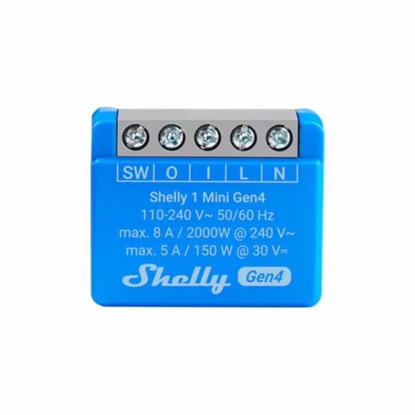 SHELLY 1 Mini Gen4 Chytrý spínač 1P Modrá