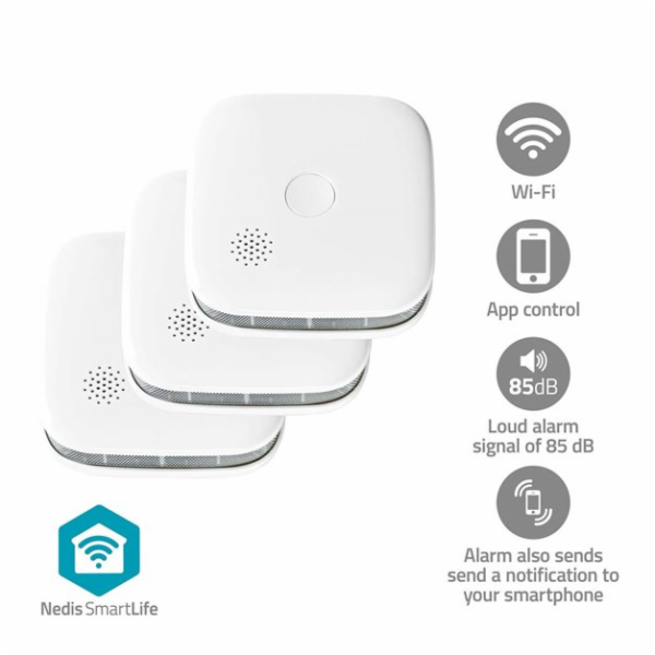 Detektor kouře Nedis SmartLife WIFIDS21WT3 3ks.