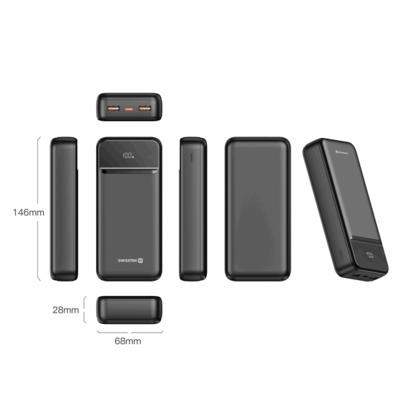 Swissten Power bank 20000 mAh POWER LINE II - černá